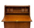 Vintage Secretaire Werkplek Jaren 60 Teak Fineer Design, Gebruikt, Vintage, 50 tot 100 cm, 3 of 4 laden