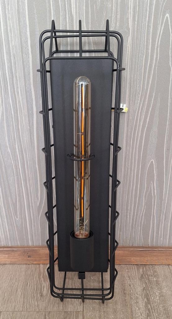 Lucide Lattice, plafondlamp wandlamp. Industrieel e27 zwart, Ophalen of Verzenden, Zo goed als nieuw, Metaal, Lucide