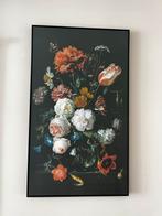 Canvas bloemen met zwarte lijst, Antiek en Kunst, Ophalen