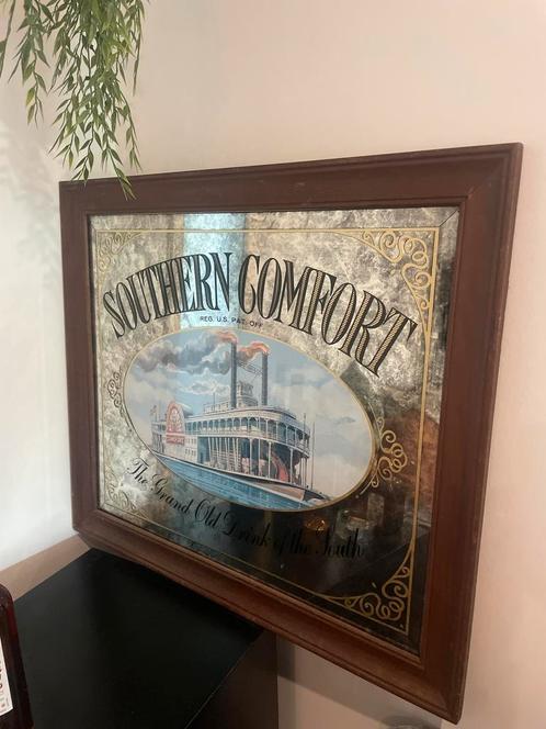 Vintage Southern Comfort spiegel (76x66 cm), Antiek en Kunst, Antiek | Spiegels, 50 tot 100 cm, Minder dan 100 cm, Rechthoekig