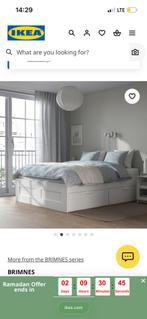 IKEA bed Brimnes 140x200, Ophalen, Wit, Tweepersoons, 140 cm