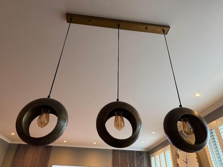 Hanglampen goud, Huis en Inrichting, Lampen | Hanglampen, Zo goed als nieuw, 75 cm of meer, Glas, Metaal, Ophalen of Verzenden