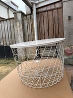 Witte metalen bijzettafel / opbergmand, Ophalen, Minder dan 50 cm, 50 tot 100 cm, 50 tot 75 cm
