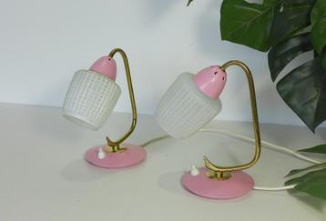 Paar - Bedlampje Jaren 50 60 70 Vintage lamp roze Tafellamp
