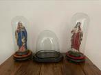Antieke glazen stolpen hout glas jezus maria religie, Antiek en Kunst, Antiek | Religie, Ophalen