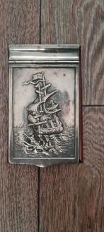 Verzilverde memo houder met schip voorstelling, Ophalen of Verzenden