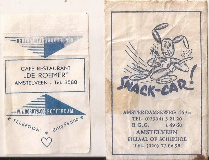 Amstelveen 3 x suikerzakje 60er jaren, Verzamelen, Suikerzakjes, Nederland, Ophalen of Verzenden
