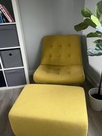Gele stoel met hocker, Huis en Inrichting, Fauteuils, Ophalen, Gebruikt, 75 tot 100 cm, Stof