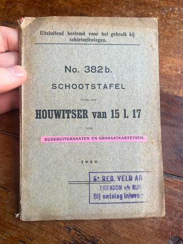 Nederlands artillerie schootstafels 15 l 17 kanon artillerie beschikbaar voor biedingen