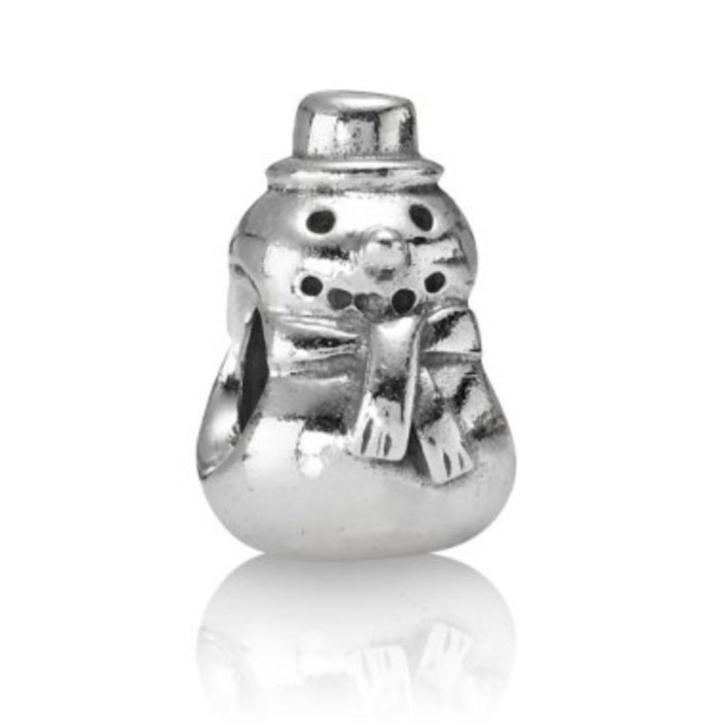 Pandora bedel sneeuwpop, Sieraden, Tassen en Uiterlijk, Bedels, Zo goed als nieuw, Pandora, Zilver, 1 bedel, Ophalen of Verzenden