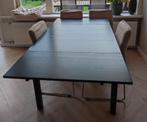 Uitschuifbare zwarte eettafel IKEA Bjursta, Huis en Inrichting, Tafels | Eettafels, Ophalen, Gebruikt, Rechthoekig, 50 tot 100 cm