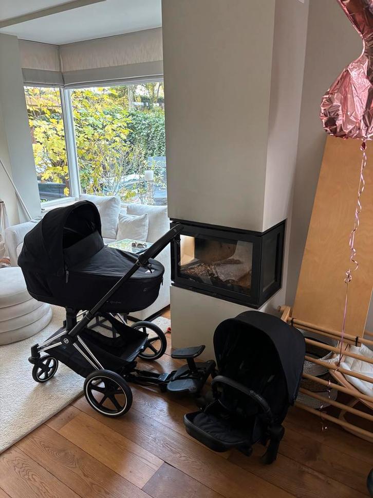 Cybex Priam 4 Zwart - Complete Set!, Kinderen en Baby's, Kinderwagens en Combinaties, Zo goed als nieuw, Combiwagen, Overige merken