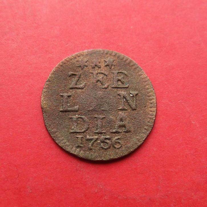 Duit Zeeland 1756 Zeelandia Luctor et Emergo Middelburg.., Postzegels en Munten, Munten | Nederland, Losse munt, Overige waardes