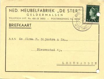 Ned. Meubelfabriek De Ster, Geldermalsen - 09.1946 - briefka beschikbaar voor biedingen