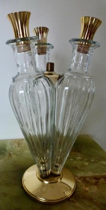 Vintage Triple Likeurfles in glas uit de jaren 50/60. beschikbaar voor biedingen
