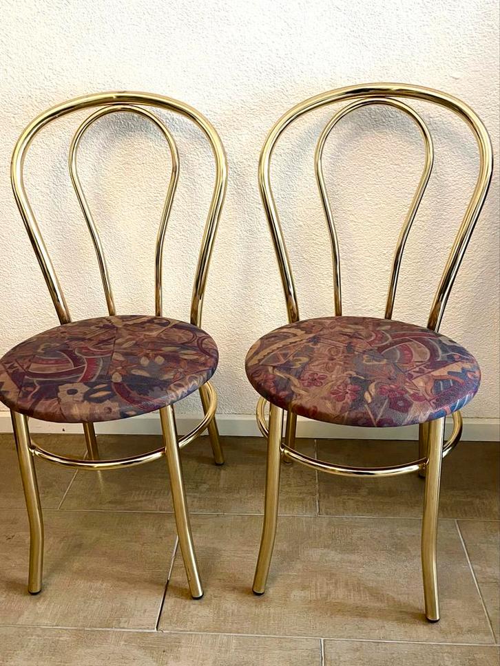 Twee Vintage Stoeltjes, Huis en Inrichting, Stoelen, Gebruikt, Twee, Metaal, Overige kleuren, Ophalen of Verzenden