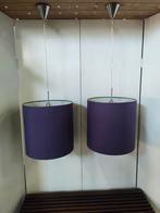 Grote hanglampen met paarse stoffen kap 6 stuks beschikbaar, Verzenden, Zo goed als nieuw, Metaal, Onbekend