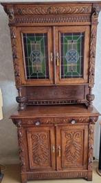 antieke kast met glas in lood ramen, Antiek en Kunst, Ophalen
