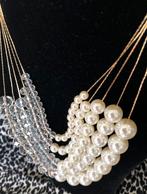 Parels, Sieraden, Tassen en Uiterlijk, Kettingen, Met kristal, Wit, Nieuw, Ophalen of Verzenden