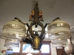 Antieke vintage aparte art deco hanglamp met glas ornamenten, Huis en Inrichting, Lampen | Hanglampen, Ophalen, Gebruikt, Glas