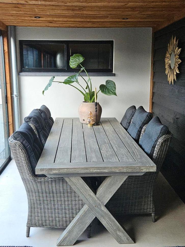 Mooi Tuinset - 6 persoons, Tuin en Terras, Tuinsets en Loungesets, Zo goed als nieuw, Tuinset, Wicker, 6 zitplaatsen, Eettafel