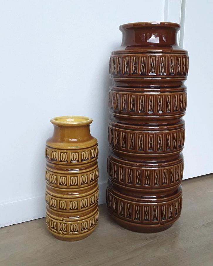 West Germany vazen, 268-40/23 bruin en okergeel, prijs vanaf, Huis en Inrichting, Woonaccessoires | Vazen, Zo goed als nieuw, Overige kleuren