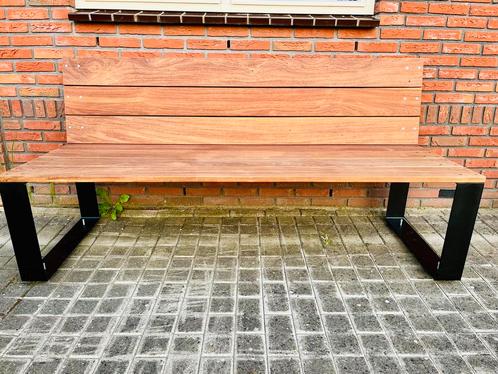 Unieke, handgemaakte (lounge)tuinbank van bankirai hardhout, Tuin en Terras, Tuinbanken, Gebruikt, Hout, Ophalen
