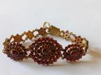 Rozet armband - zilver verguld - met granaten, Ophalen of Verzenden, Zilver, Armband, Verguld