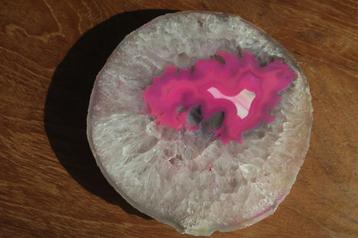 Dikke agaat schijf onderzetter roze 17 cm beschikbaar voor biedingen