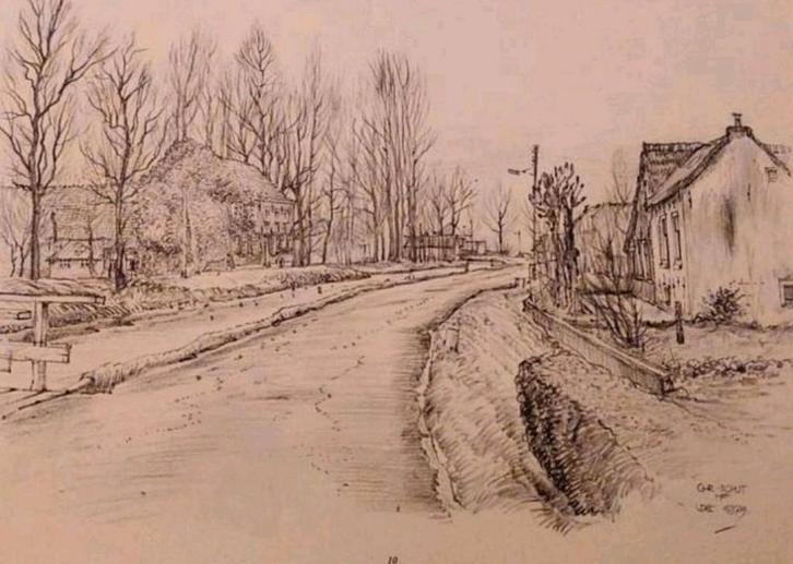 Lopik ... zicht op dorp voormalige gemeente Cabauw ..., Antiek en Kunst, Kunst | Tekeningen en Foto's, Ophalen of Verzenden