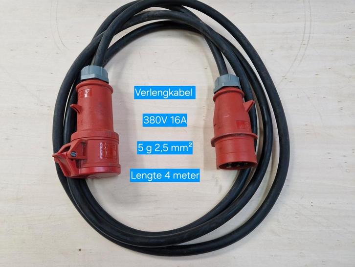 Verlengkabels / verloopstuk 380V 16A 5p 5x2,5 mm², Doe-het-zelf en Verbouw, Elektra en Kabels, Gebruikt, Kabel of Snoer, Ophalen of Verzenden