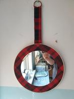 Vintage Tartan ruit spiegel rond Mid Century, Minder dan 50 cm, Gebruikt, Rond, Ophalen of Verzenden