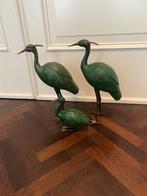 beeld kraanvogels en ibis hout met koper, Antiek en Kunst, Ophalen