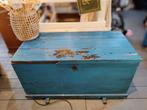 Dekenkist vintage blauw met opbergvakje, Ophalen, 100 tot 150 cm, Minder dan 50 cm