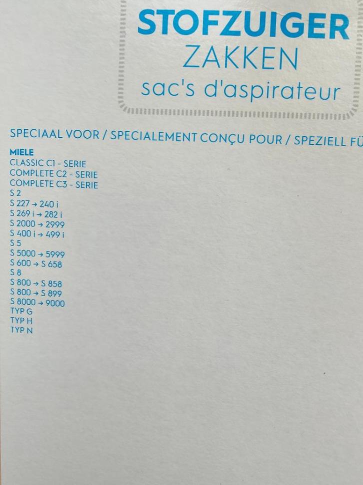 Miele stofzuigerzakjes, Witgoed en Apparatuur, Onderdelen en Toebehoren, Nieuw, Ophalen