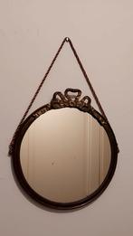Prachtige! Antieke spiegel in koperen striklijst, Antiek en Kunst, Ophalen, Rond