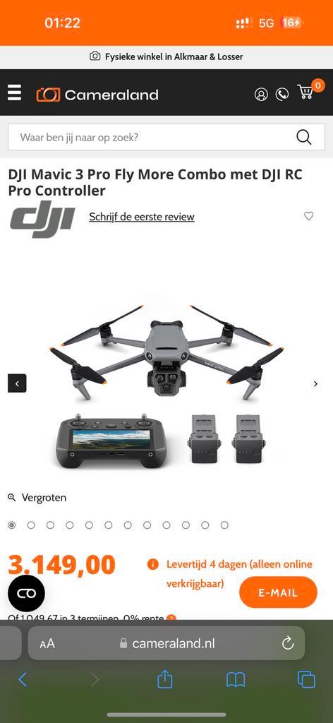 DJI Mavic 3 Pro Fly More Combo RC Pro Controller, Audio, Tv en Foto, Drones, Nieuw, Ophalen of Verzenden