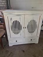 White wash ‘vintage look’ tv-kast, Gebruikt, Ophalen