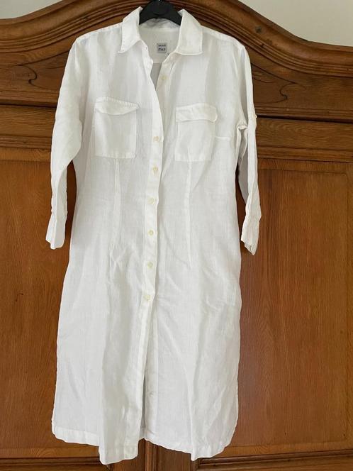0039ITALY: wit linnen overhemdjurk maat 38-40-42, Kleding | Dames, Jurken, Gedragen, Maat 38/40 (M), Wit, Knielengte, Verzenden
