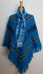 Ibiza/ethnic/Andes/Peru blauw/zwarte print poncho! one size, Kleding | Dames, Blauw, Maat 42/44 (L), Zo goed als nieuw, Verzenden