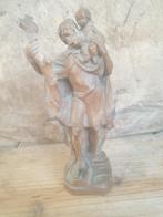 Houtsnijwerk beeld heilige Sint Christoffel en kindje Jezus, Antiek en Kunst, Ophalen of Verzenden