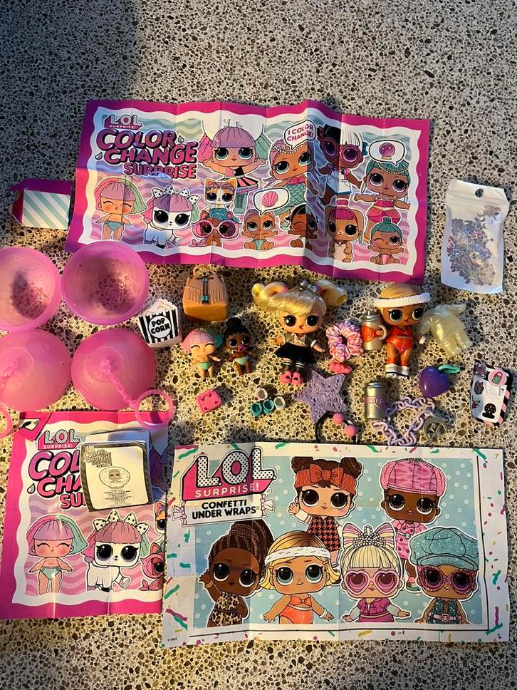 LOL surprise L.O.L. poppetjes 4 stuks met attributen, Verzamelen, Poppetjes en Figuurtjes, Zo goed als nieuw, Ophalen of Verzenden