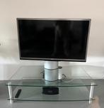 Glazen TV meubel, Ophalen, 100 tot 150 cm, Zo goed als nieuw, Glas