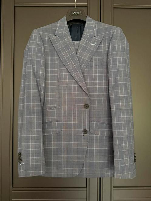 Maatwerk kostuum - maat 46 blauwe ruit, Kleding | Heren, Kostuums en Colberts, Zo goed als nieuw, Maat 46 (S) of kleiner, Blauw