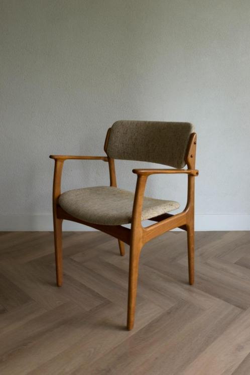 Deense mid century Erik Buch model 50 stoelen (3 stuks), Huis en Inrichting, Stoelen, Gebruikt, Drie, Hout, Overige kleuren, Ophalen