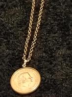 Zilveren Ketting met Wilhelmina 10 Gulden, Met hanger, Gebruikt, Ophalen of Verzenden, Zilver