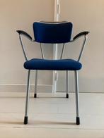 Gispen buisframe stoel - blauwe ploegstof, Huis en Inrichting, Stoelen, Ophalen, Blauw, Zo goed als nieuw, Metaal