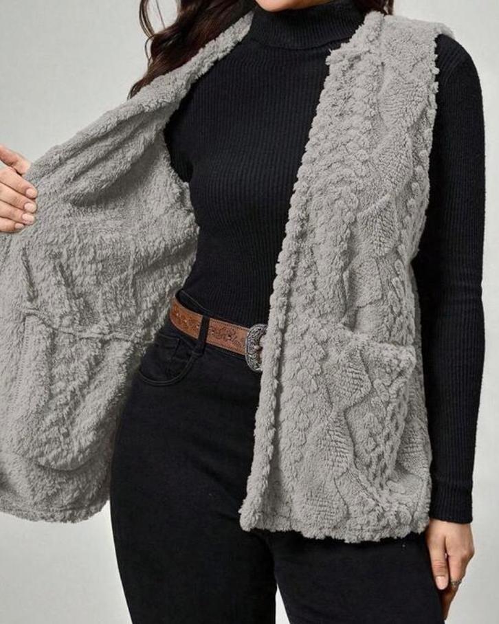 Vest Elsa Grijs (44 tm 52), Kleding | Dames, Grote Maten, Nieuw, Trui of Vest, Grijs, Verzenden