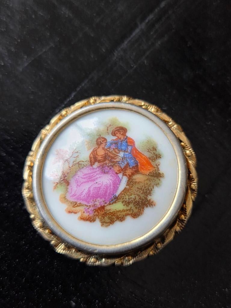 Vintage Limoges Broche - 4 cm, Overige materialen, Gebruikt, Overige kleuren, Ophalen of Verzenden
