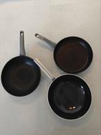 Tefal pannen 3 stuks, Ophalen, Gebruikt, Rvs, Wok